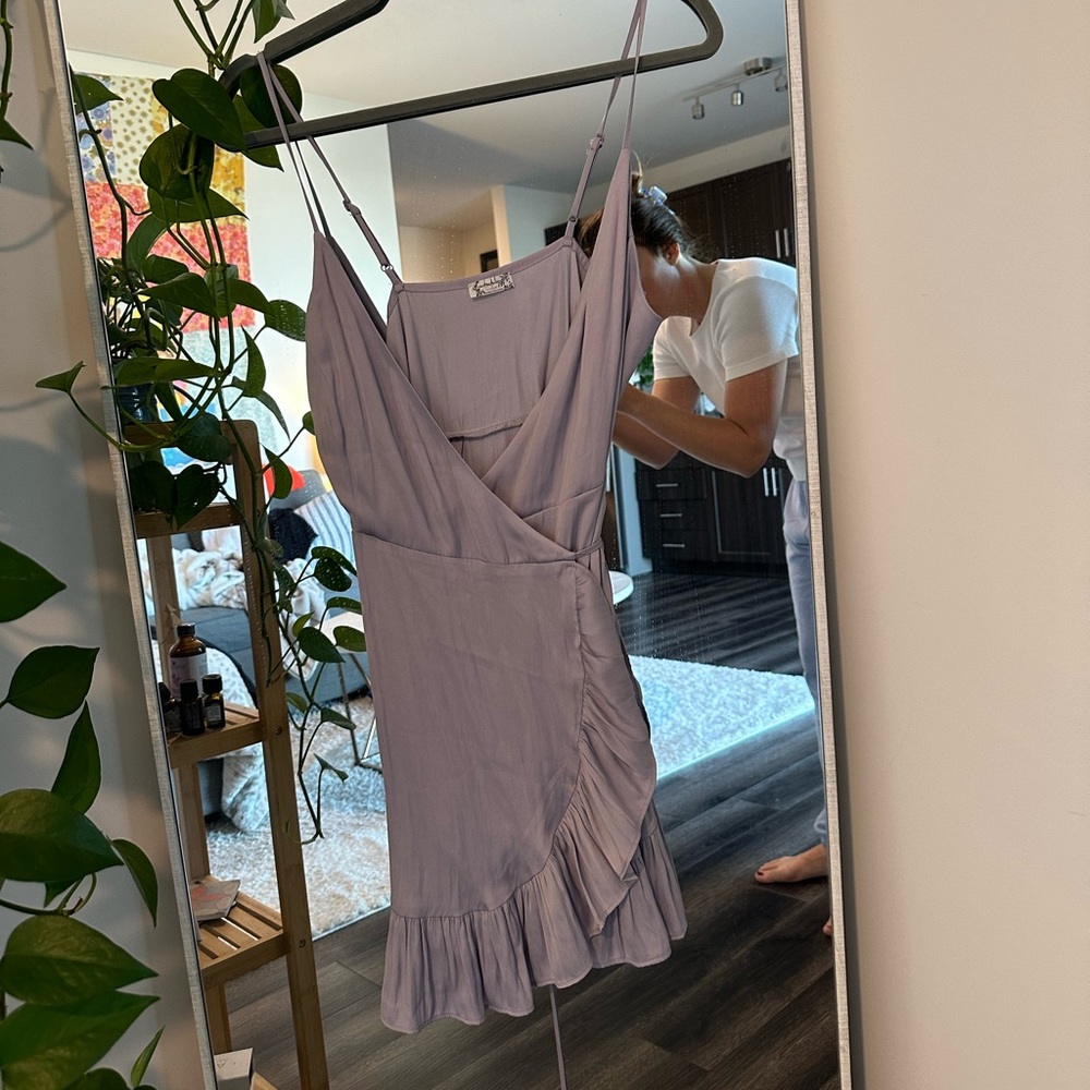 Free People Lilac Purple Ruffled Slip Dress